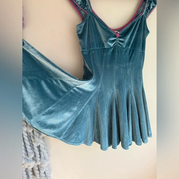 Free People Blue Velvet Rose Marie Mini Dress XS - Picture 10 of 11